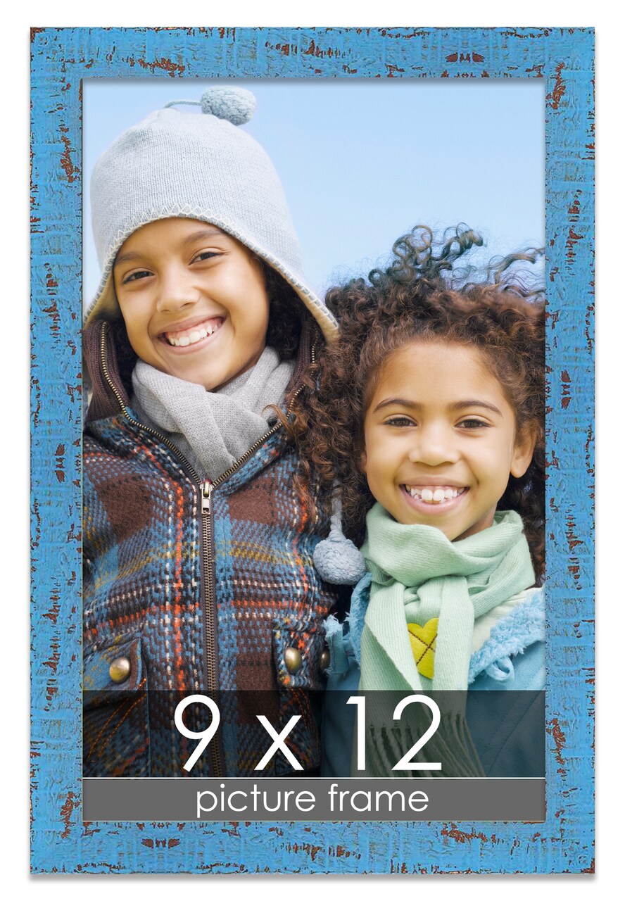 Photo Size Shabby Chic Blue Picture Frame - UV Acrylic, Foam Board Backing, Hanging Hardware